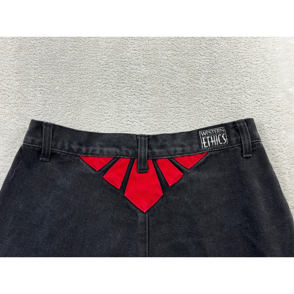 Western Ethics Womens High Rise Red Inset Black Denim Jeans 9/10 Meas: 27x36